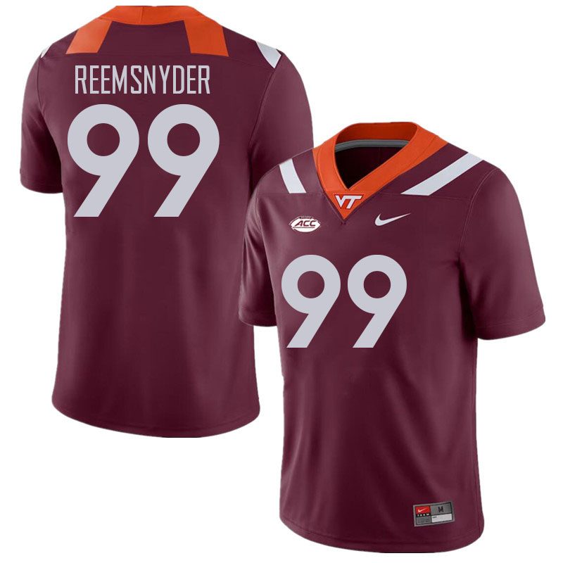 Men #99 Cole Reemsnyder Virginia Tech Hokies College Football Jerseys Stitched Sale-Maroon